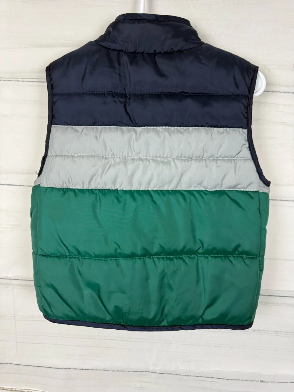 Kids Colorblock Puffer Vest - Navy, Gray & Green